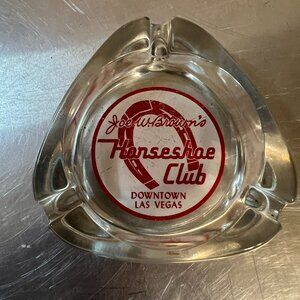 Vintage Joe W. Brown's Horseshoe Club Downtown Las Vegas Triangle Glass Ashtray